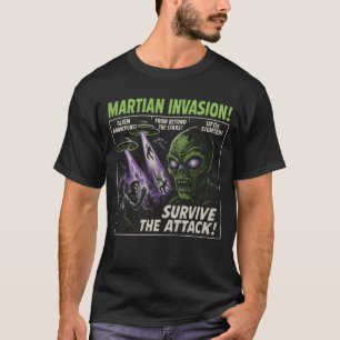 Martian Invasion Alien Movie Poster Halloween frie T-Shirt