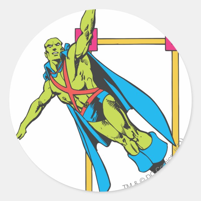 Martian Manhunter Soars Classic Round Sticker (Front)