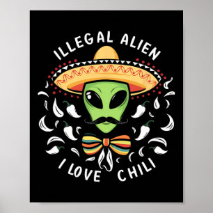 Martian Visitor Mexican Area-51 Funny Halloween Co Poster