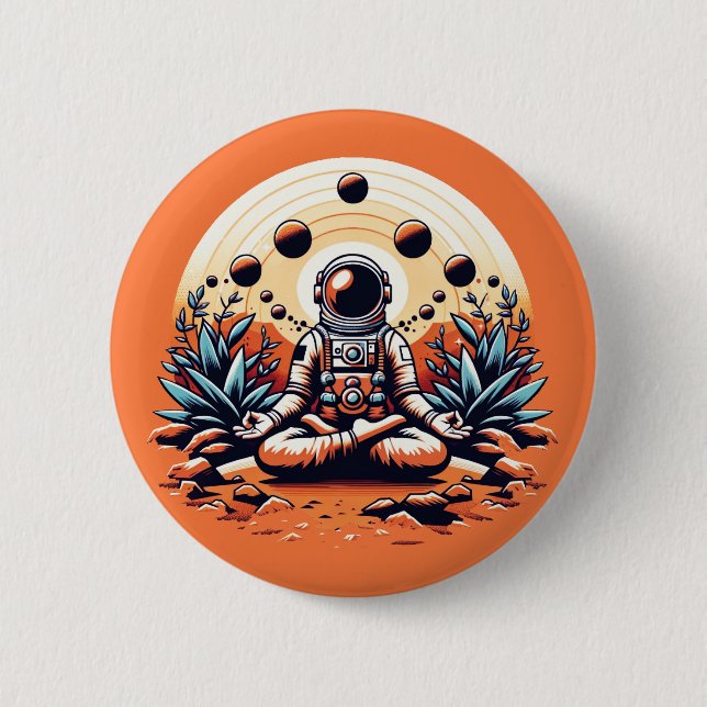 Martian Zen: Astronaut's Tranquility 6 Cm Round Badge (Front)