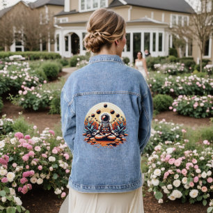 Martian Zen: Astronaut's Tranquility Denim Jacket