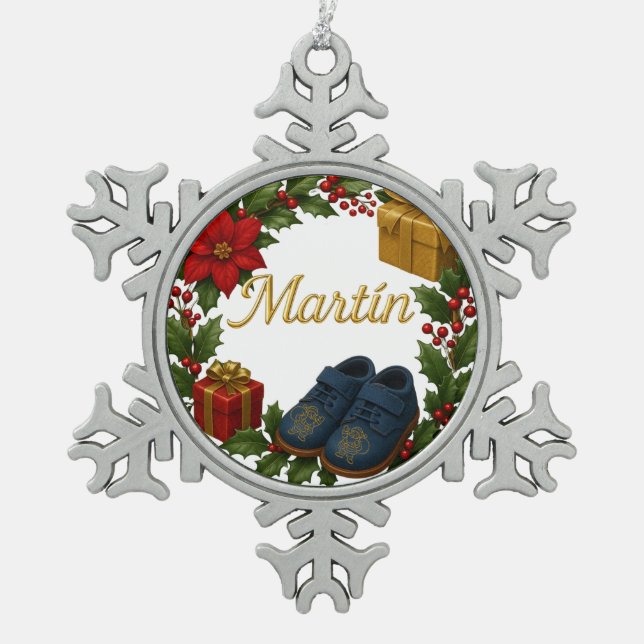 Martín Baby’s First Christmas Snowflake Ornament (Front)