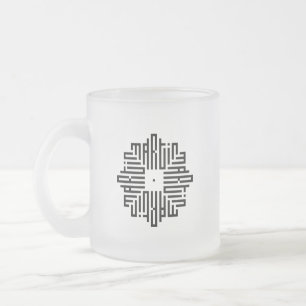 MARTIN Black Modern Geometric Kufi Calligraphy Frosted Glass Coffee Mug