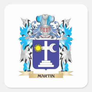 Martin Coat of Arms - Family Crest Square Sticker