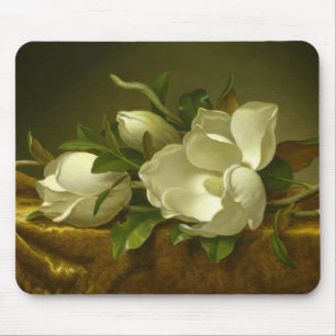 Martin Johnson Heade - Magnolias on Gold Velvet Mouse Mat