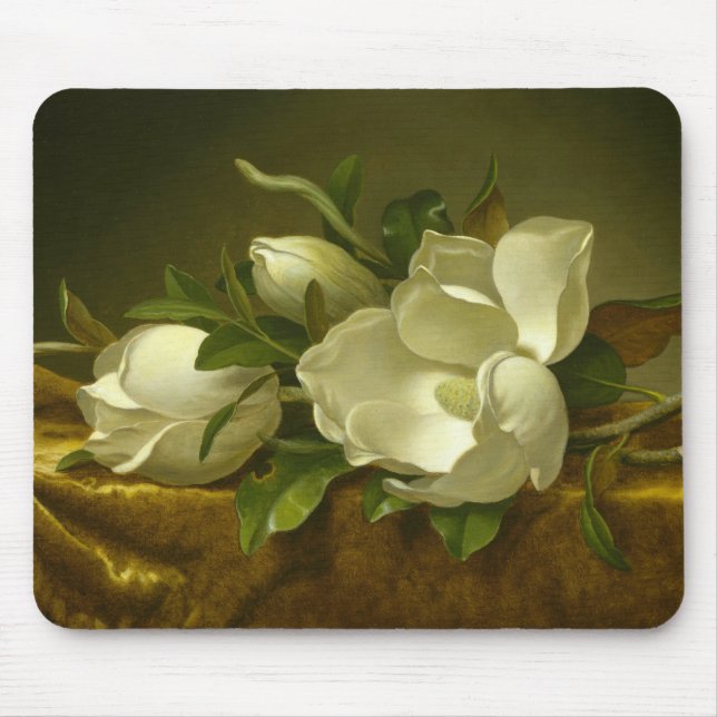 Martin Johnson Heade - Magnolias on Gold Velvet Mouse Mat (Front)