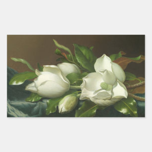Martin Johnson Heade - Magnolias on Light Blue Rectangular Sticker