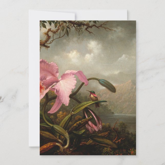 Martin Johnson Heade - Orchid And Hummingbird Holiday Card (Front)