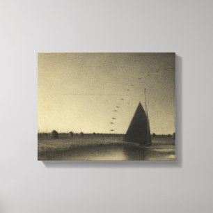 Martin Johnson Heade - Sailboat and Haystacks Canvas Print