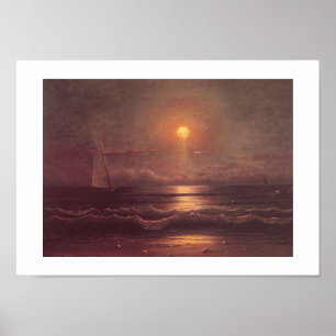 Martin Johnson Heade -Sailing by Moonlight Poster