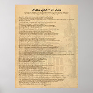 Martin Luther 95 Theses (Eng) Wittenberg Church Poster