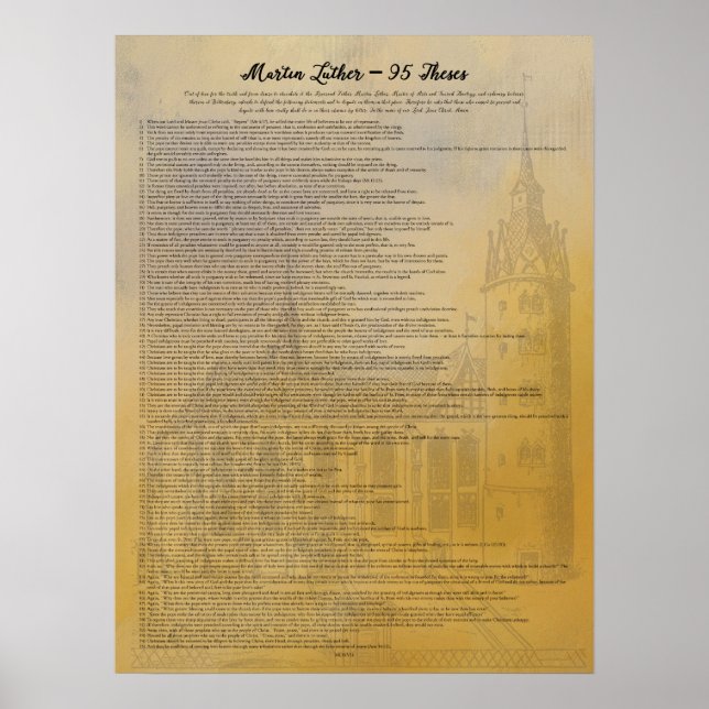 Martin Luther 95 Theses in English Poster (Front)