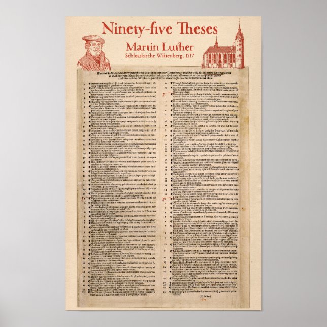 Martin Luther 95 Theses (original Latin) Poster (Front)