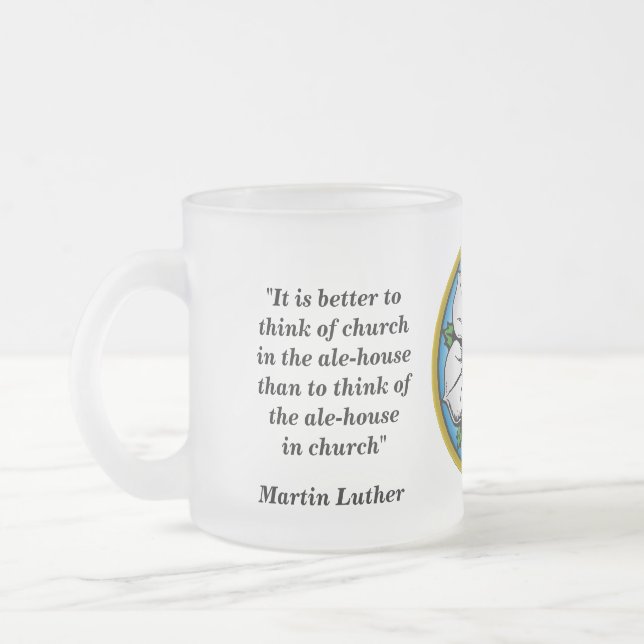 Martin Luther Beer Quote Frosted Glass Coffee Mug (Left)