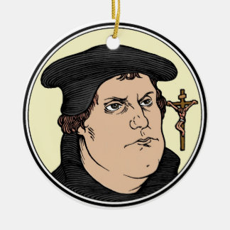 Martin Luther confessing Christ crucified ornament