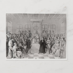 Martin Luther in front of Charles V Postcard