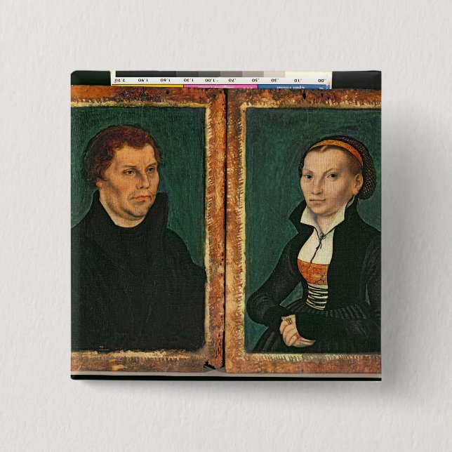 Martin Luther, Katharina von Bora, c.1526 15 Cm Square Badge (Front)
