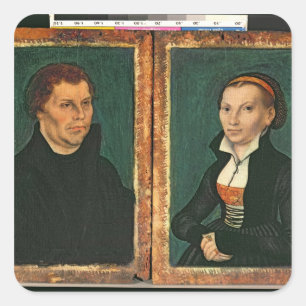 Martin Luther, Katharina von Bora, c.1526 Square Sticker