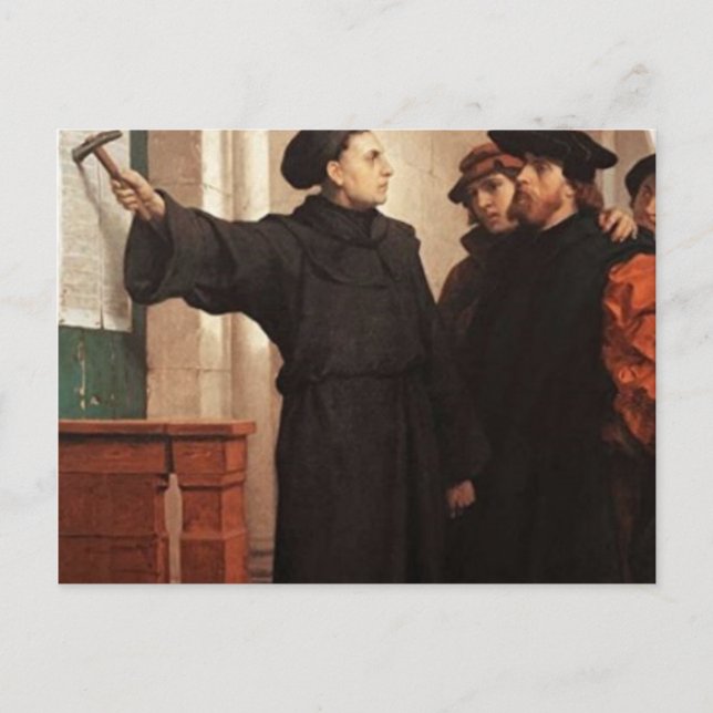 Martin Luther Nailing 95 Theses Postcard (Front)