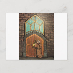 Martin Luther nails rubber chicken to church door Postcard