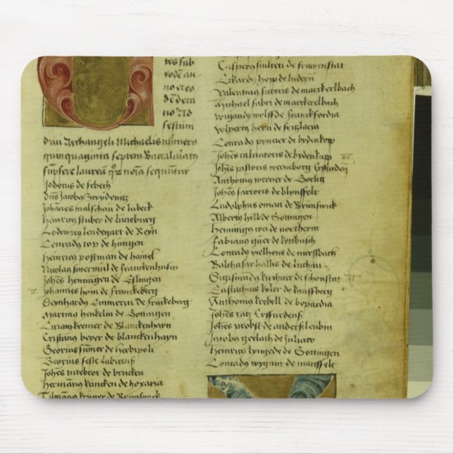 Martin Luther's enrolment sheet Mouse Mat (Front)