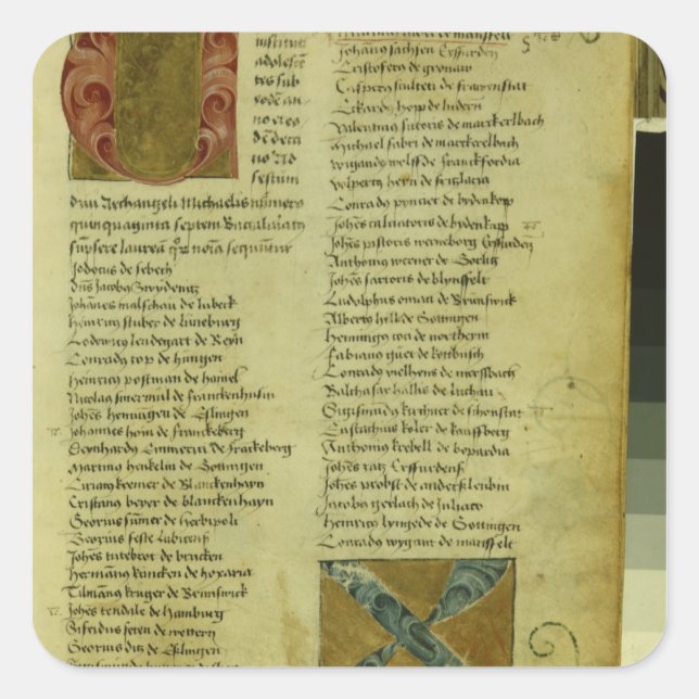 Martin Luther's enrolment sheet Square Sticker (Front)