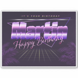 Martin Name First Name lila retro Sticker Birthday