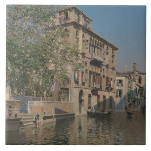 Martin Rico y Ortega - A Canal in Venice Tile