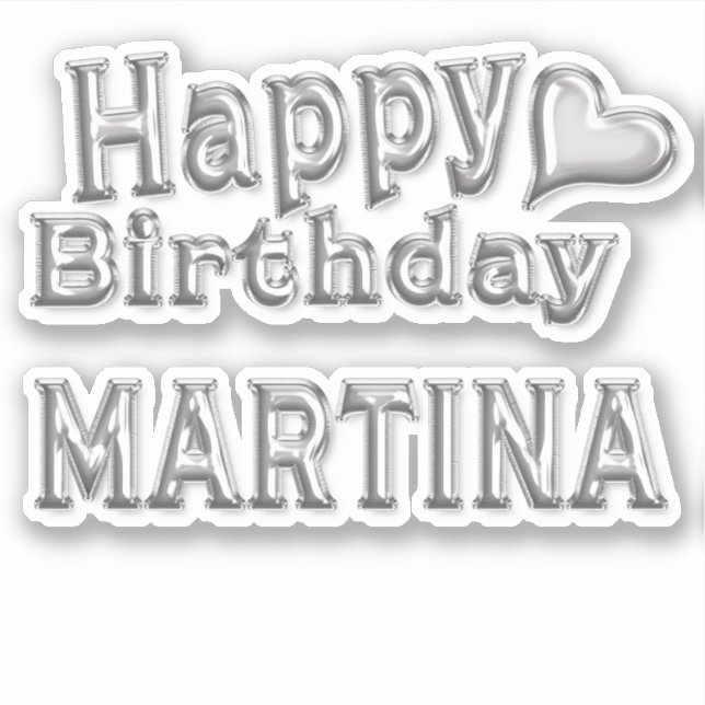 Martina Happy Birthday silver sticker (Front)