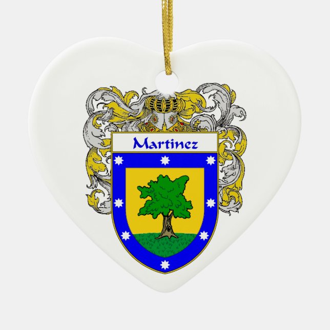 Martinez Coat of Arms/Family Crest Ceramic Tree Decoration (Front)