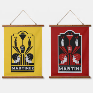 Martinez Cocktail Art Deco Hanging Tapestry