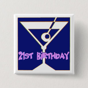 Martini 21st Birthday Gifts 15 Cm Square Badge