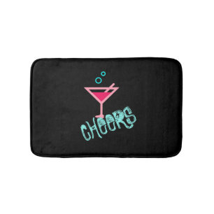 Martini - Alcohol Drink Pop Art, Pink & Turquoise Bath Mat
