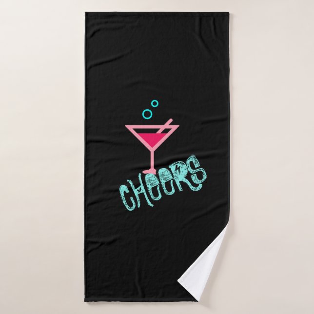 Martini - Alcohol Drink Pop Art, Pink & Turquoise Bath Towel (Bath Towel)