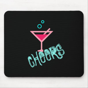 Martini - Alcohol Drink Pop Art, Pink & Turquoise Mouse Mat