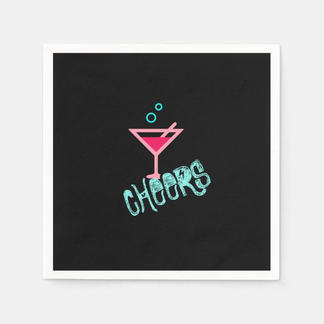 Martini - Alcohol Drink Pop Art, Pink & Turquoise Napkin (Front)