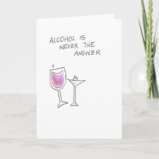 martini and wine glasses card