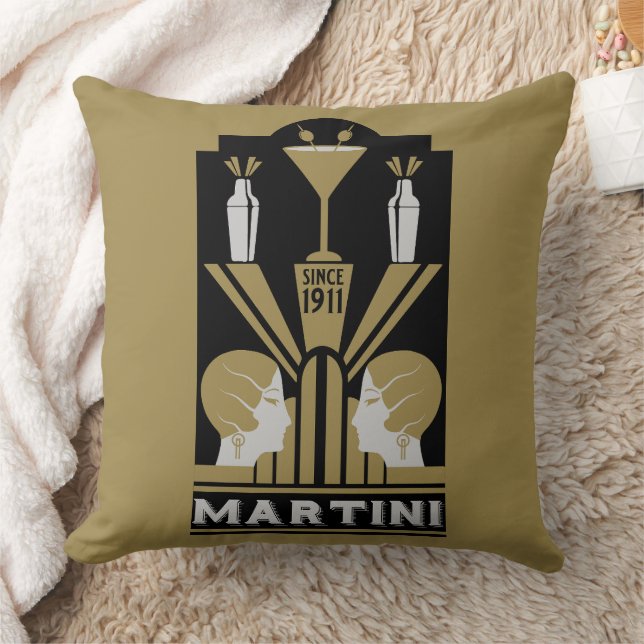 Martini Art Deco Art Cushion (Blanket)