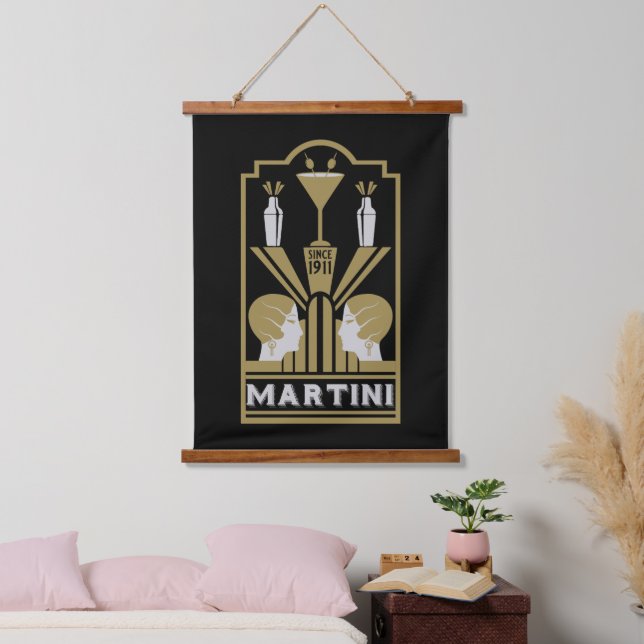 Martini Art Deco Art Hanging Tapestry (Bedroom)