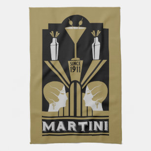 Martini Art Deco Art Tea Towel