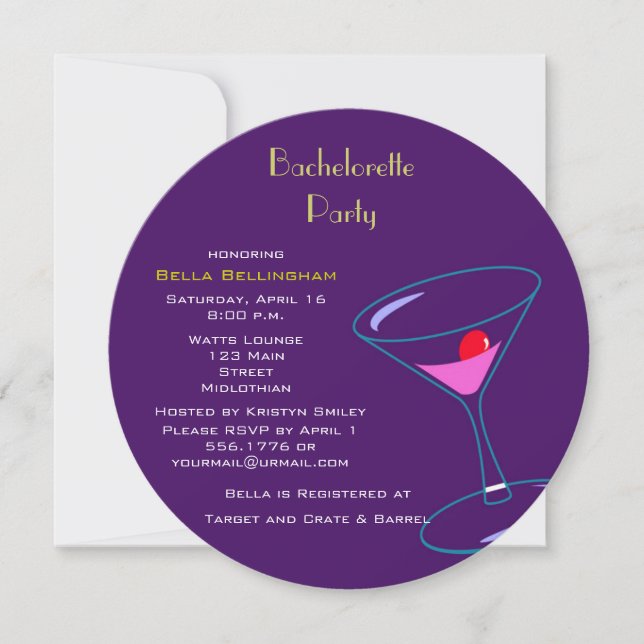 Martini Bachelorette Party Invitation (Front)
