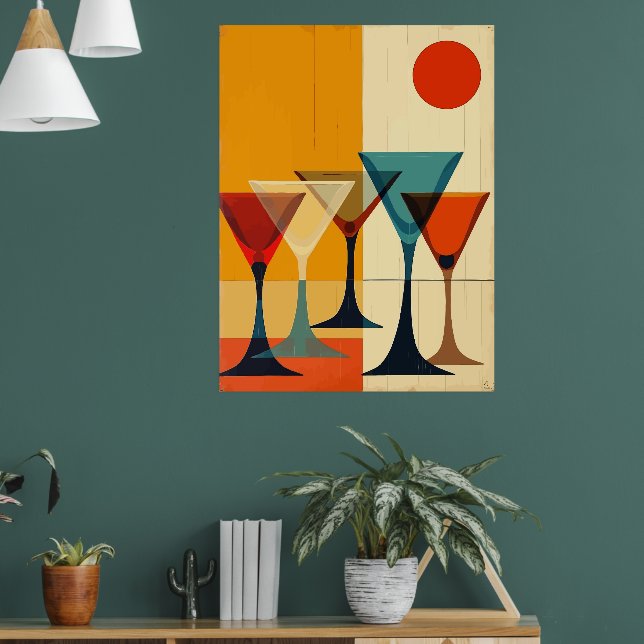 Martini Bar Mid Century Modern Vector Art Poster (Living Room 1)