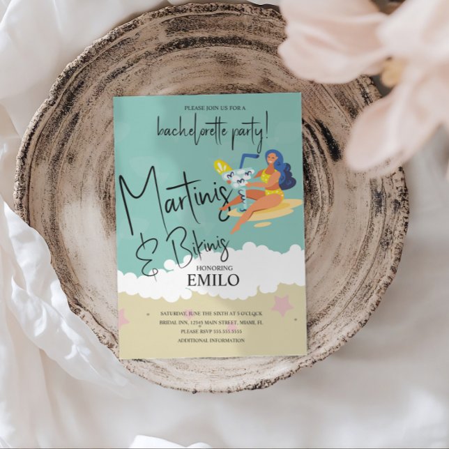 Martini Bikini Fun Beach Bachelorette’s Party Invitation (Creator Uploaded)