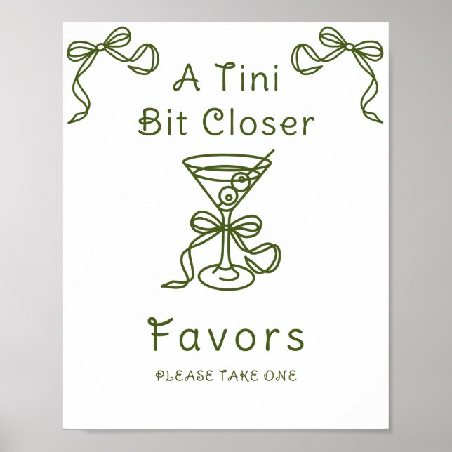 Martini Bow Bridal shower FAVORS Poster (Front)