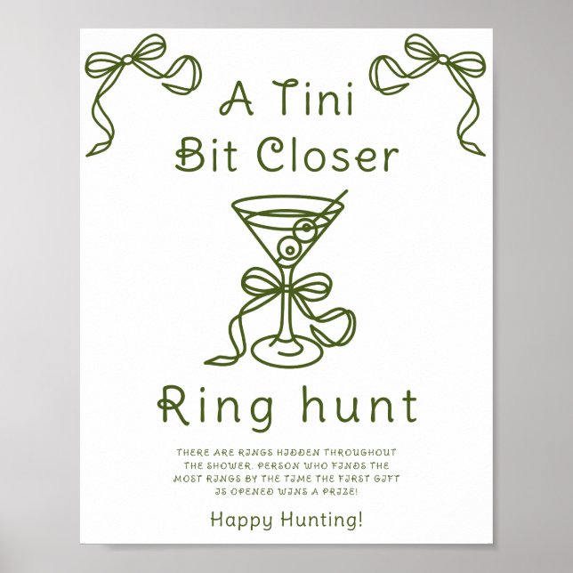 Martini bow bridal shower Ring hunt game Poster (Front)