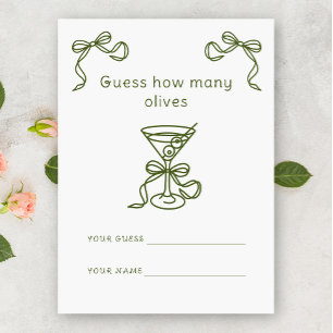Martini & Bow How many olives bridal game Enclosure Card