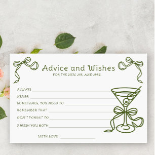 Martini Bridal Shower Advice and Wishes Stationery