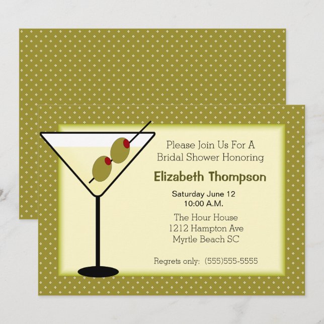 Martini  Bridal Shower Invitation (Front/Back)