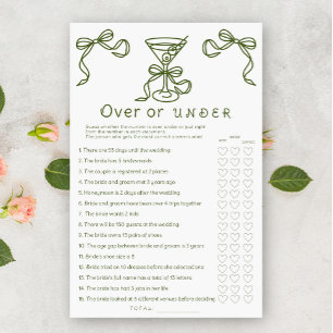 Martini bridal shower Over or under game