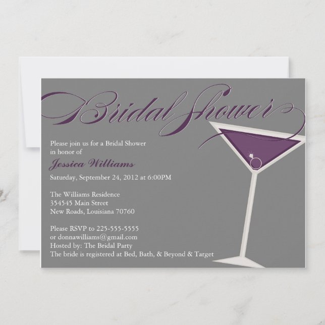 Martini Bridal Shower | Purple Invitation (Front)